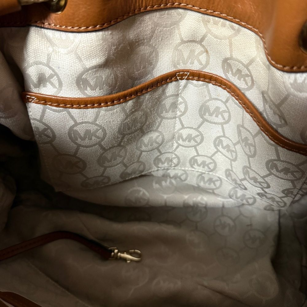 Michael Michael Kors Marina Large Metallic Canvas Tote in Gold and Brown - Picture 11 of 14